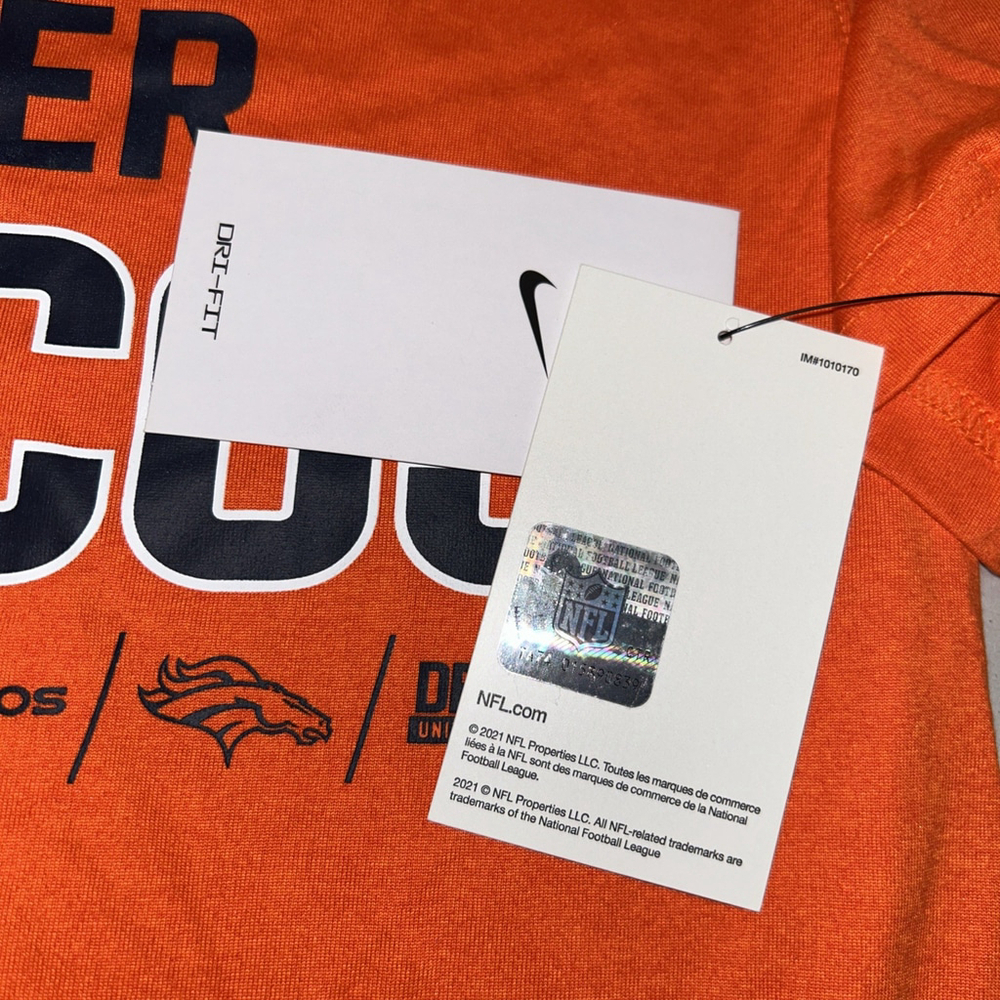 Denver Broncos Men’s Med NWT Orange Nike Dri Fit Short Sleeve T Shirt - Picture 5 of 8